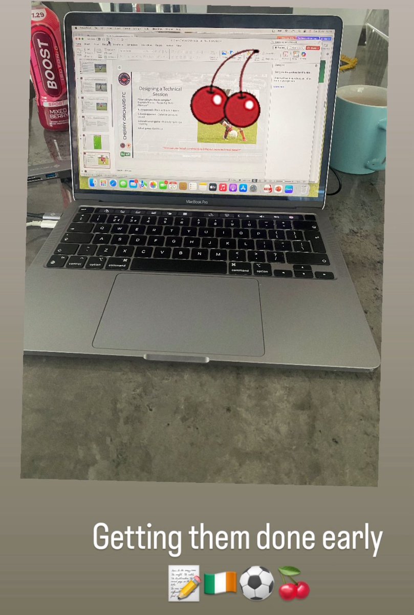 Getting assignments done early on Sunday mornings 🇮🇪⚽️🍒📝