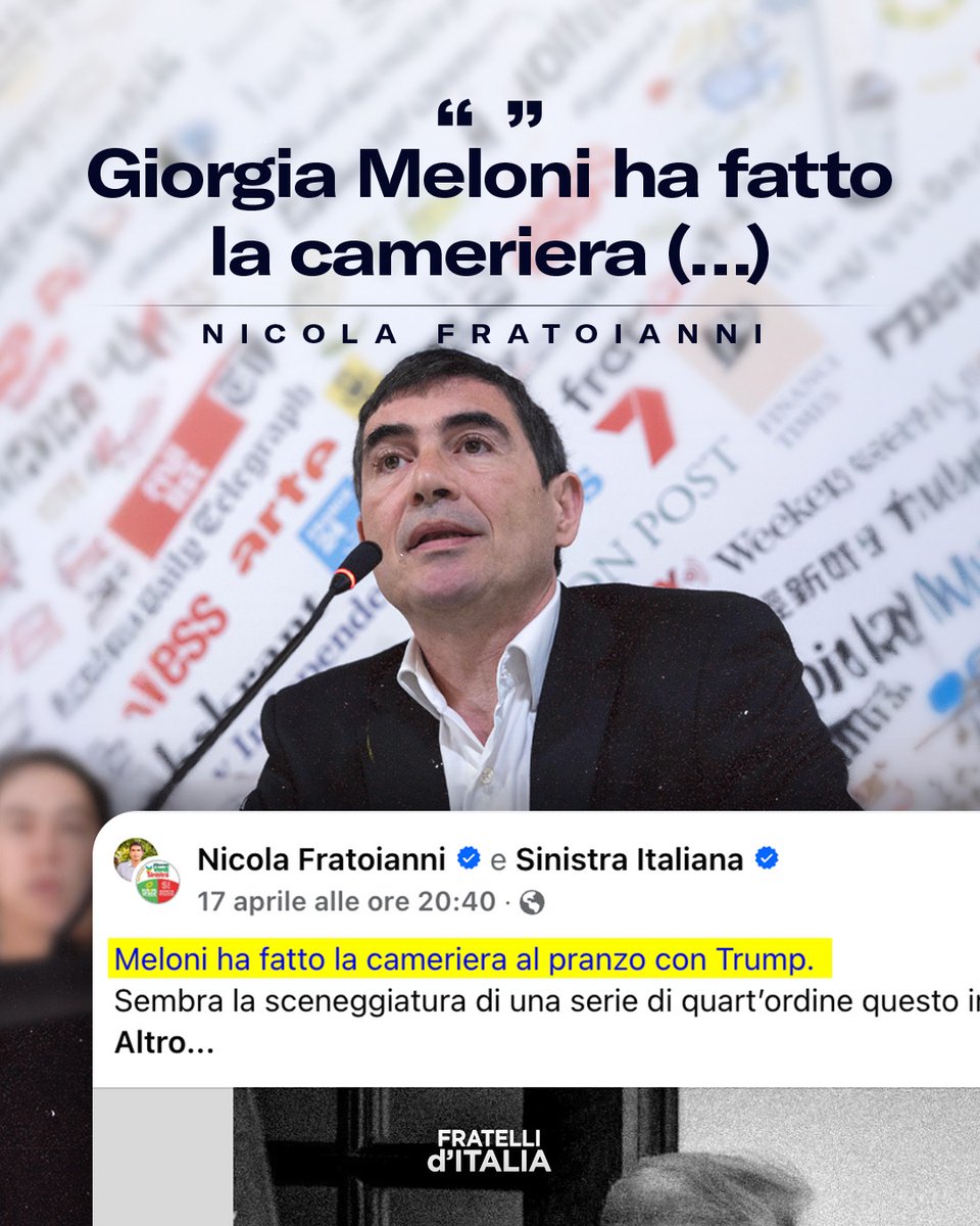 Capisco che il linguaggio di <a href="/NFratoianni/">nicola fratoianni</a> è quello del classico radical chic, però pensa se un giorno dovessi licenziare le tue due cameriere e tua moglie, con la Tesla da 47 mila euro, dovesse prendere il suo posto?
Tutto può succedere a questo mondo.
"Onore alle #Cameriere❤️❤️"