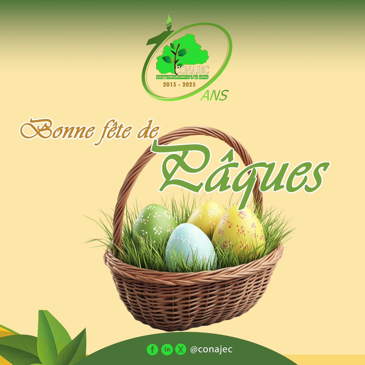 Bonne célébration de Pâques à toutes et à tous. 
#10AnsCONAJEC
#10ansdeja
#Paques
#environnement
#environment
#ClimateChange