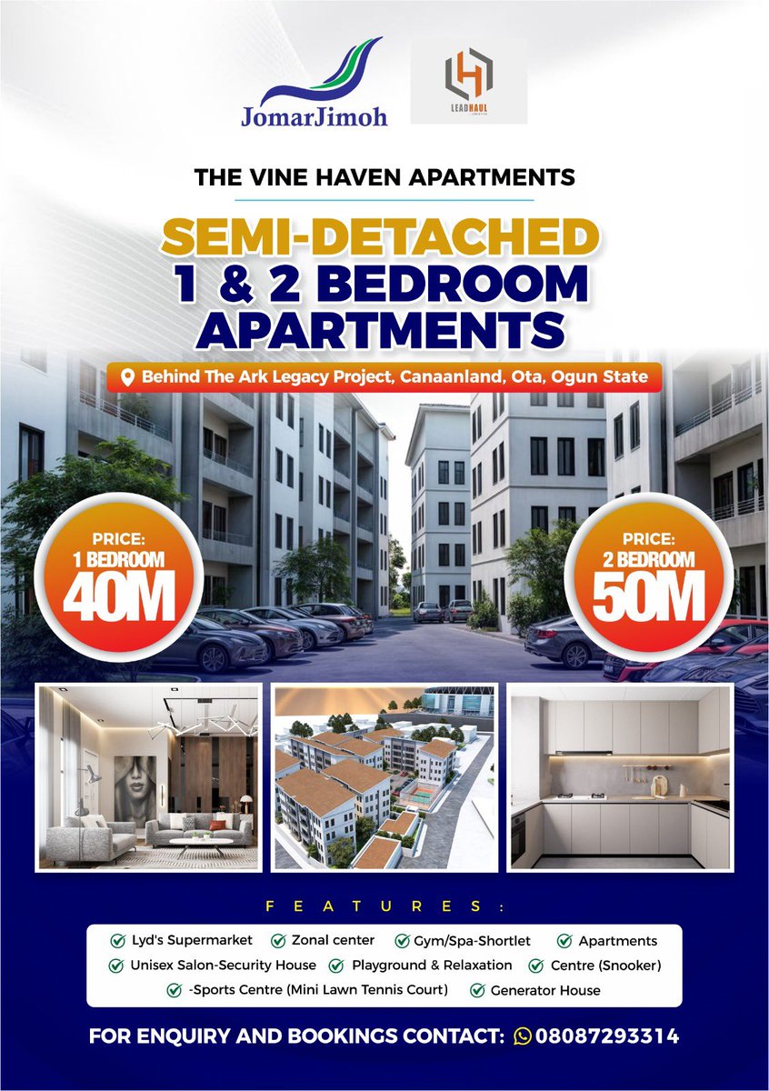 IamJomar_J's tweet image. This is the face behind the AFFORDABLE 120 units (64 units of 1bedroom and 56 units of 2bedroom) THE VINE HAVEN APARTMENTS Project! Located behind THE ARK LEGACY PROJECT, Canaanland, Ota, Ogun State.
Just in case you don't know, or you forget. Key in today and let me share with…