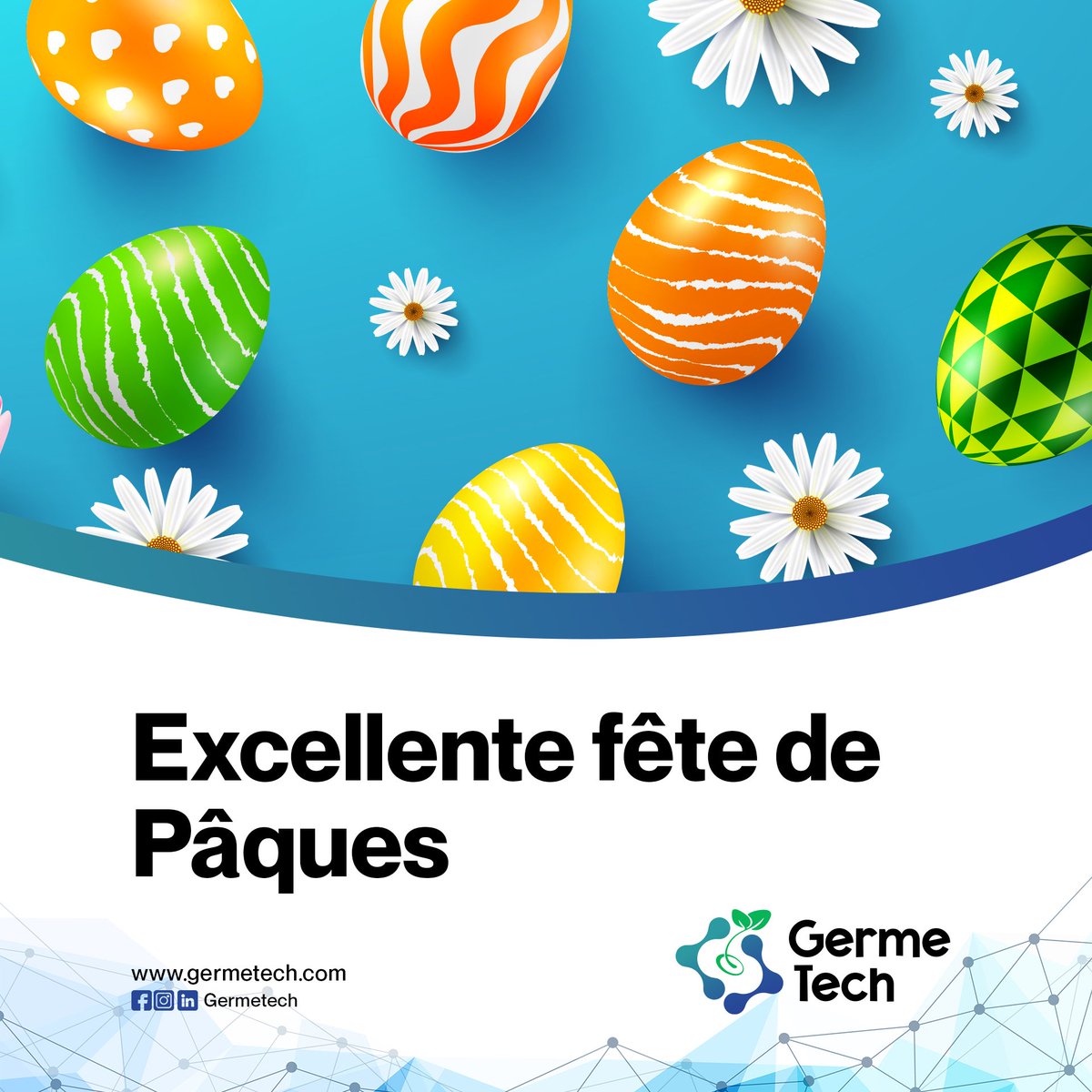 GermeTech's tweet photo. 🐣✨ Germe Tech et son équipe vous souhaitent une joyeuse Pâques !
Que cette fête vous apporte paix, renouveau et belles inspirations.

🌱 Continuons ensemble à faire germer l'innovation !

#GermeTech #Pâques2025 #TechEtEspoir #TechTogo #DigitalTransformation https://t.co/uQKMS6sb2N