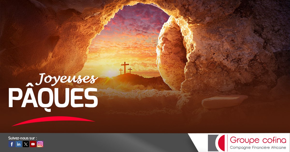 Joyeuses Pâques à toutes et à tous.
En cette période de renouveau et d’espérance, le Groupe COFINA vous souhaite une fête remplie de paix, de joie et de partage.

#JoyeusesPâques #GroupeCOFINA