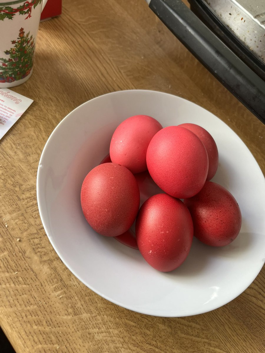 Happy Easter all!! Red Greek Easter eggs by my super excited 12year old 🐣