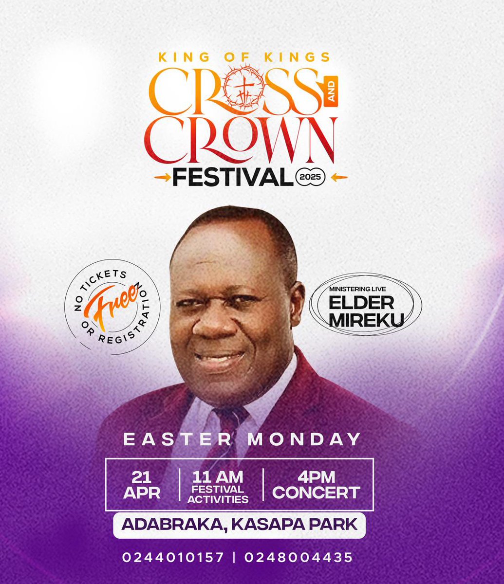 crossncrownfest's tweet photo. A living legend joins the movement! His voice has echoed through generations &amp; now he brings that timeless anointing to this fresh move of God! Get ready for a powerful moment of worship &amp; divine encounter!

#ElderMireku #CrossAndCrownFestival  #FAADEnt #GospelLegend #KingOfKings https://t.co/4wkOax1ZQN