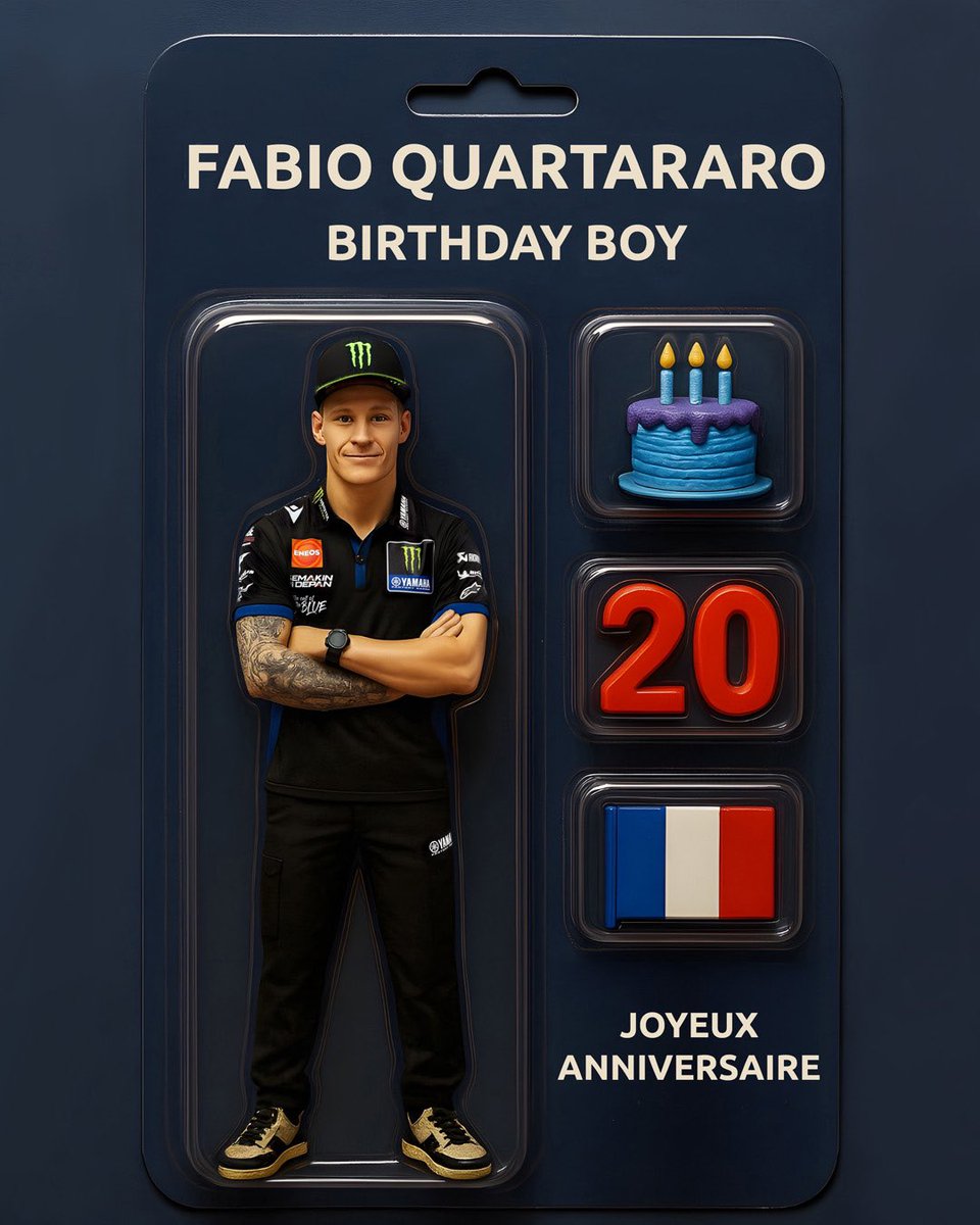 YamahaMotoGP's tweet photo. Our birthday boy and action hero 🦸‍♂️

#HappyBirthday | #MonsterYamaha | #YamahaMotoGP | #MotoGP | #FQ20 | #FabioQuartararo https://t.co/Hp2TGIgklf