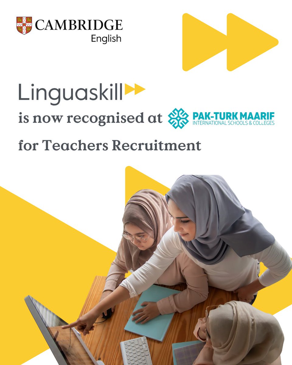 Cambridge English Middle East and Africa (@cambridgeengmea) on Twitter photo We’re proud to announce that <a href="/PakTurkMaarif/">Pak-Turk Maarif International Schools and Colleges</a> has officially recognised Certificated Linguaskill from Cambridge for teacher recruitment, marking the first formal Linguaskill recognition in Pakistan! We’re proud to announce that <a href="/PakTurkMaarif/">Pak-Turk Maarif International Schools and Colleges</a> has officially recognised Certificated Linguaskill from Cambridge for teacher recruitment, marking the first formal Linguaskill recognition in Pakistan!