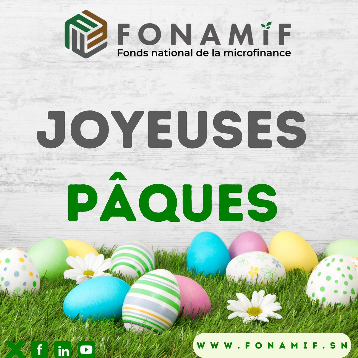 FONAMIF's tweet photo. Le Fonds National de la Microfinace (Fonamif) vous souhaite de joyeuses fêtes de Pâques.

Que cette journée soit une source de paix et de bénédictions pour tous. 🙏🏽

#Mmess #Microfinance #Ess #paques2025 #kebetu https://t.co/Y0BK2RRyW8
