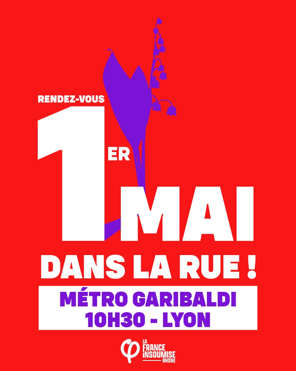 ✊ Contre la guerre, le fascisme et la guerre sociale, pour la paix et l'unité du peuple, mobilisons-nous !

🚩 Ce 1er mai pour la journée internationale de lutte des travailleur·euses, mobilisation de masse et de classe partout !

📍 Métro Garibaldi, Lyon
📅 Jeudi 1er mai, 10h30
