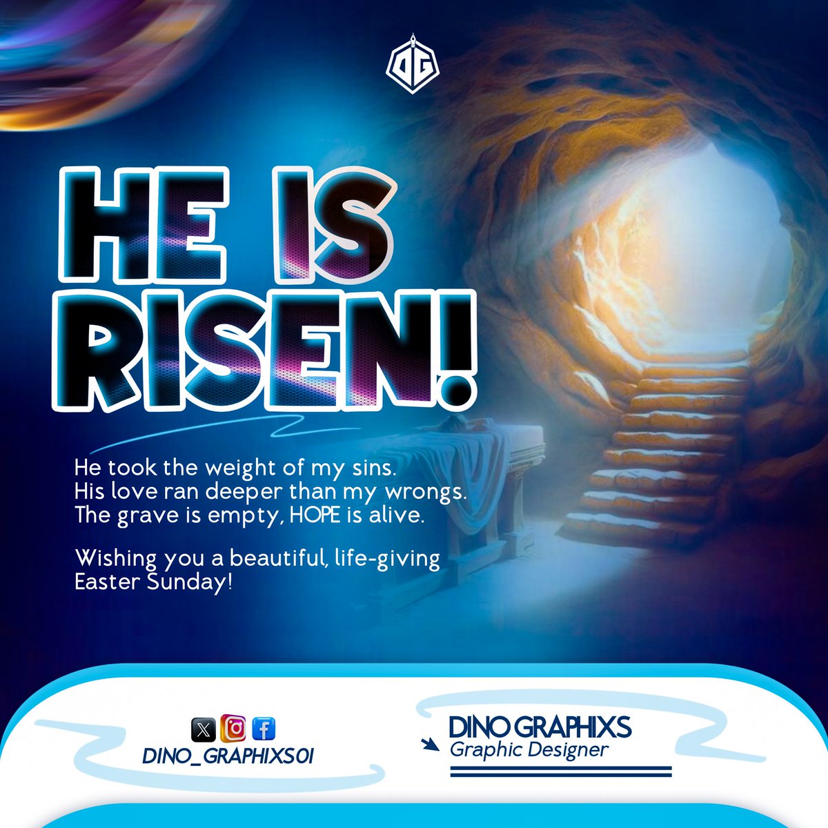 HE IS RISEN! 
THE TOMB IS EMPTY 🤍

Matthew  28:6

He is not here: for he is risen, as he said. Come, see the place where the Lord lay.

HAPPY EASTER SUNDAY TO Y'ALL 💙💙💙

#easter #sunday #graphicdesign #explore #business #visual #post #trendingnow #design #explorepage