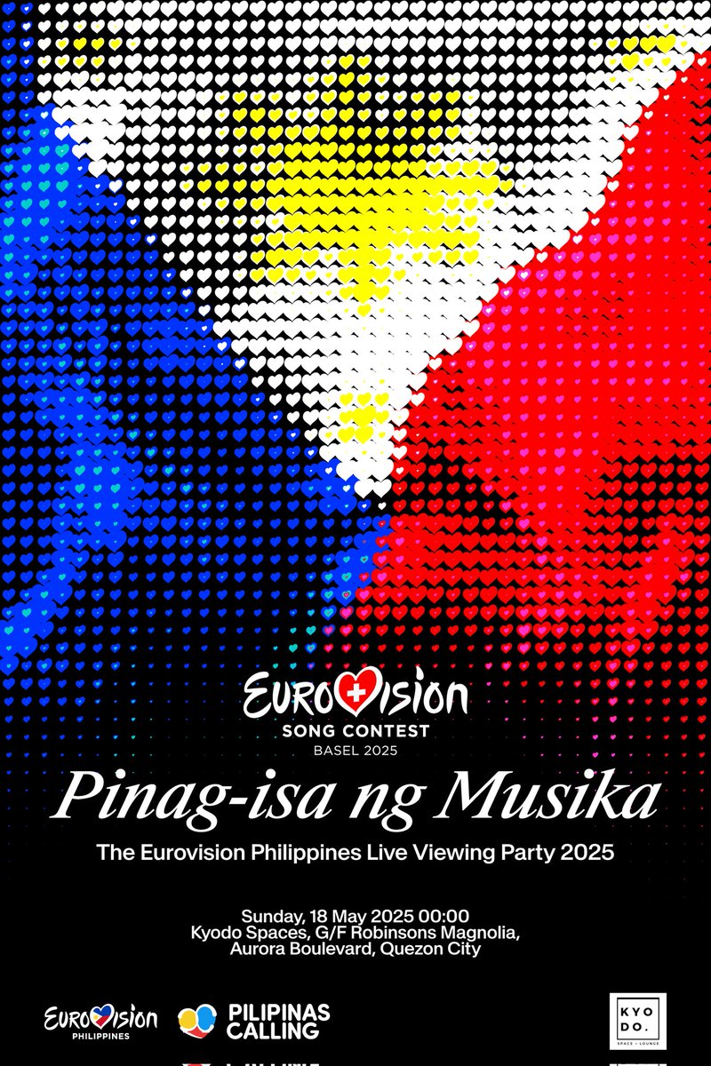 escphcalling's tweet photo. Mabuhay, Pinoy Eurovision fans!

Eurovision Philippines and Pilipinas Calling proudly present Pinag-isa ng Musika: The Eurovision Philippines Live Viewing Party 2025!

📍 Kyodo Spaces, Rob Magnolia, Quezon City
📅 May 18, 2025
🕛 12:00AM - 7:00AM

(1/2) https://t.co/4cbkw7769q