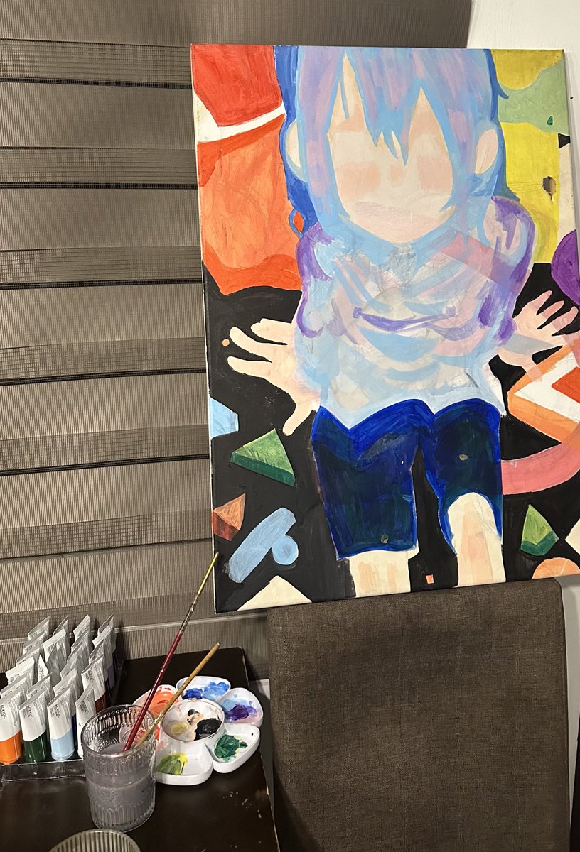 crezzakim's tweet photo. working on dis big canvas >:D (so hard to paint without easel ) https://t.co/2FKxSV8UT2
