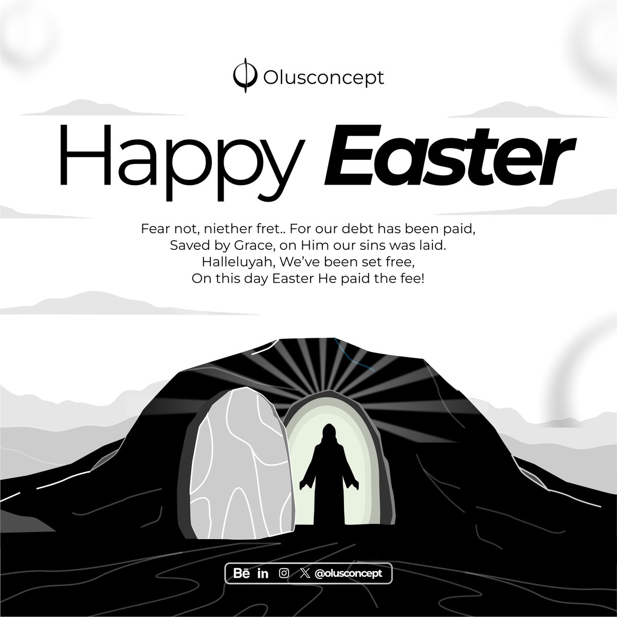 olusconcept_001's tweet image. Fear not, neither fret
For our debt has been paid
Saved by Grace
On Him our sins was laid.
Hallelujah!
We've been set free,
On this day Easter,
He paid the fee!

Glory!
Let’s breathe life to your brand today!
#HappyEaster #EasterFlyer #EasterDesign #FlyerDesign #EasterPromo