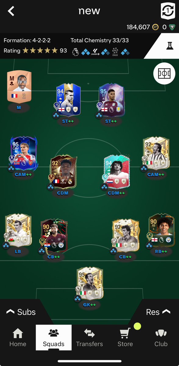 Harryhincee's tweet photo. @hezla970 @NepentheZ Have to disagree, I used to spend a fair bit on  the game but the last couple years with all the objectives, rewards and SBC’s I think it’s easier than ever to get a crazy team with nothing spent. This is my squad and I haven’t spent a single penny on the game this year https://t.co/oeHW4tzIwp
