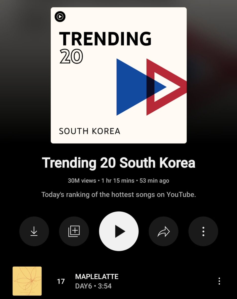 Day6YouTubeFile's tweet photo. @day6official 30 Trending for Music on YouTube South Korea

#17. ‘MAPLELATTE’ Official Audio 🔺️

🎧 https://t.co/vRRyylxRnq

#DAY6 #데이식스 @day6official
#DAY6_EvenOfDay #Even_of_Day
#MAPLELATTE #메이플라떼 https://t.co/SIUlsbcys8