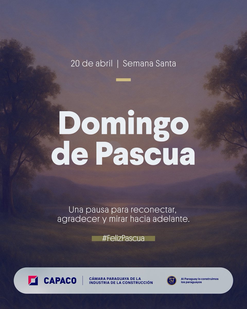 ¡Feliz Domingo de Pascua!🕊️🌷 

Que este tiempo de renovación nos inspire a seguir construyendo con esperanza y compromiso.  

#CAPACO 
#Feliz #Pascua2025   
#ParaguayConstruye
