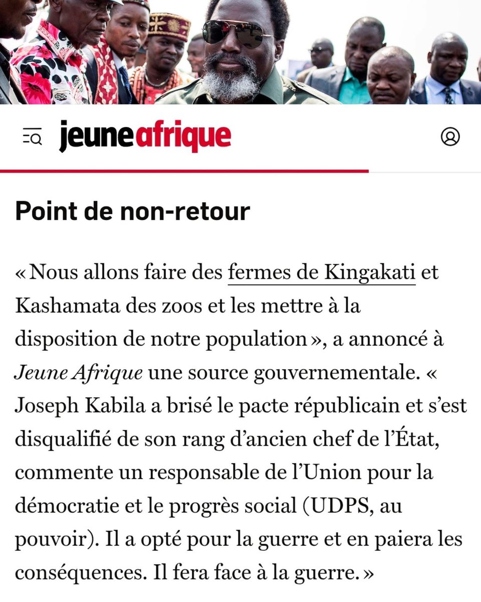 PlotinYambenga's tweet photo. #RDC: Les fermes de Kingakati et Kashamata, anciennes propriétés de Joseph Kabila saisies par le gouvernement, seront transformées en zoos , annonce une source au sein de l’exécutif central , citée par jeune Afrique . https://t.co/pwbqfVg3Ys