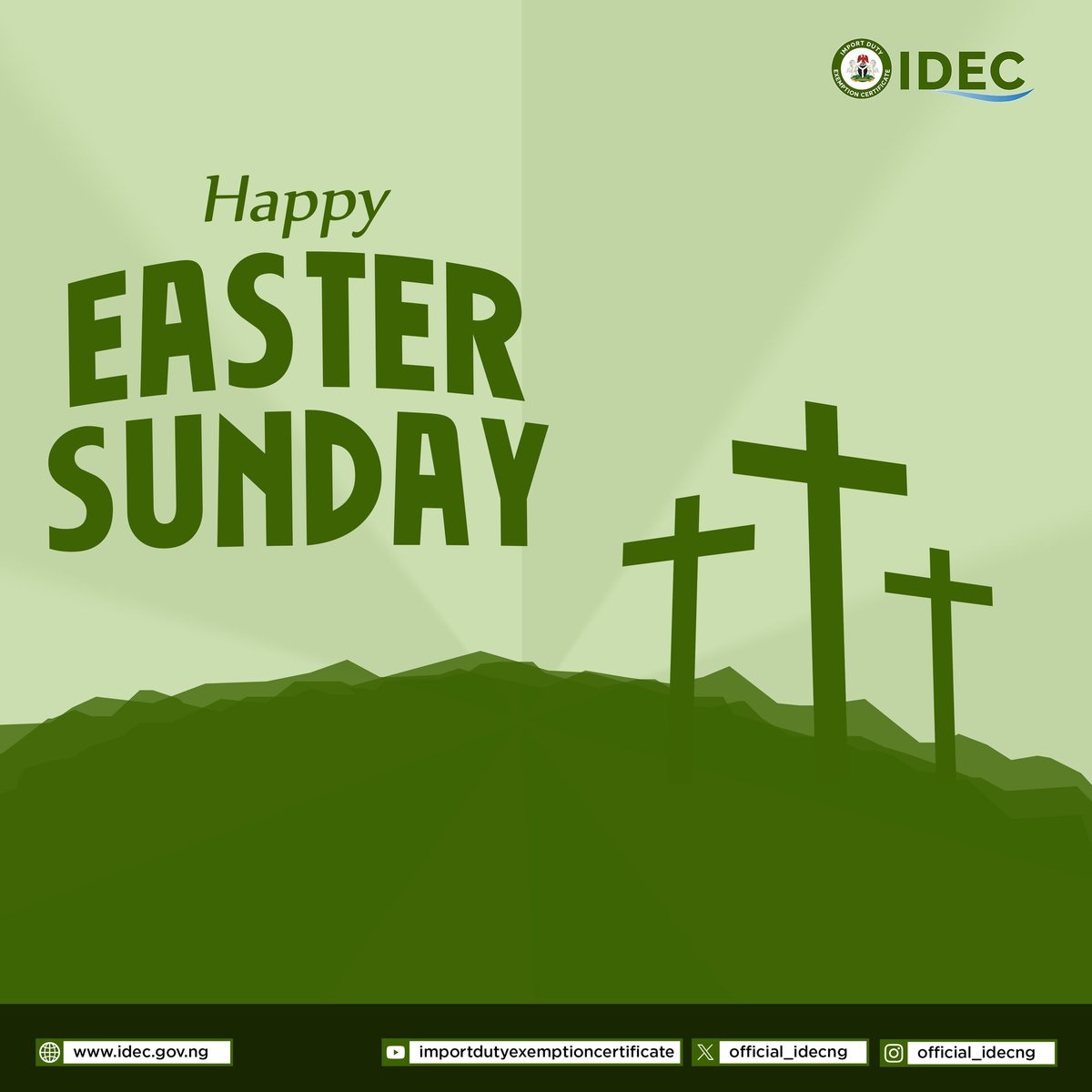 OFFICIAL_IDECNG's tweet photo. As we celebrate this season of renewal and hope

May this season bring fresh energy, inspiration, and continued success to all your efforts..

Wishing you and your loved ones a joyful, peaceful, and refreshing Easter season. 

Happy Easter  Celebration 💥💥🍾 https://t.co/9YX8yXp27d