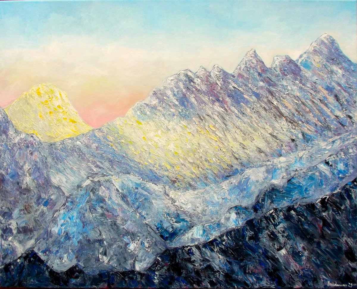 Picos nevados. Oleo sobre lienzo, espátula, 92 X 73 cm.
Inspirado en un paisaje de los Picos de Europa, 2025.
Snow-capped peaks. Oil on canvas, palette knife, 92 X 73 cm.
Inspired by a landscape of the Picos de Europa, 2025.

ymb-arte.com/picos-nevados-…