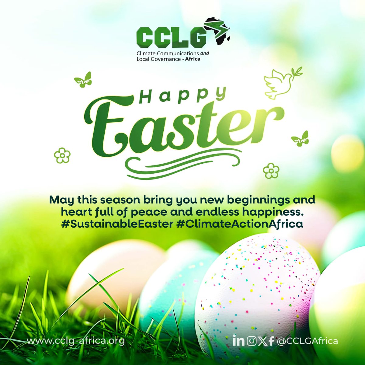 Easter brings new hope. Let's harness this energy to drive climate-smart initiatives and empower local communities across Africa.

Happy Easter! 🌍🐇

#CCLGAfrica #ClimateComms #LocalGovernance #AfricaRising #Easter2025