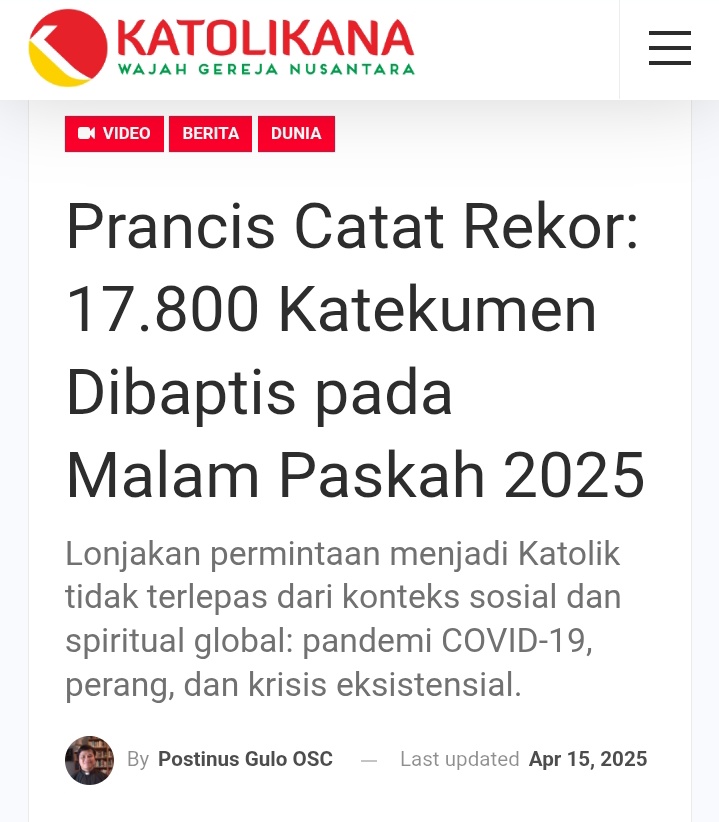 KatolikG's tweet photo. Di gerejamu ada berapa orang Katekumen yang dibaptis? https://t.co/sWDkv3Htde