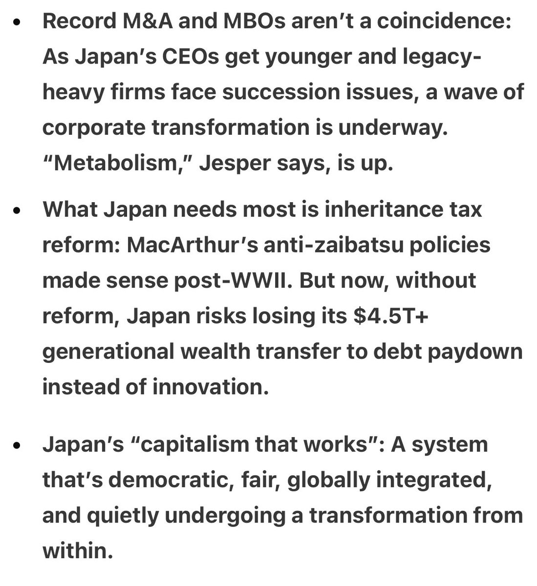 Resumen de economía japonesa en tres bullets