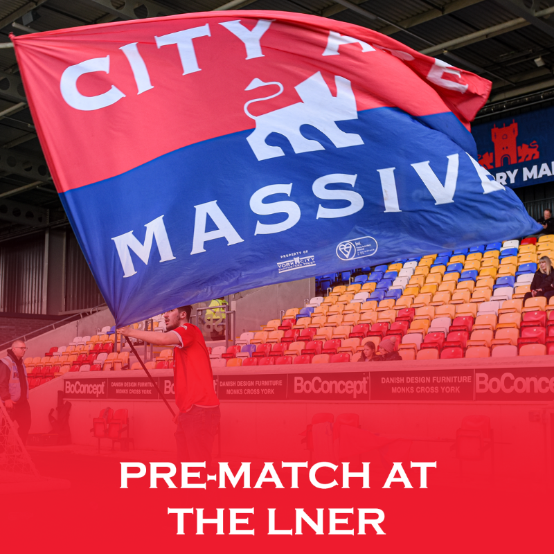 YorkCityFC's tweet photo. 🦾 Get in early and beat the queues!

🔓 Turnstiles open from 1:30pm!

🎤 The Unnamed Band on the Foundation Fanzone Stage!

🍻 Enjoy our many refreshments on offer at the LNER Community Stadium!

#YCFC🔴🔵