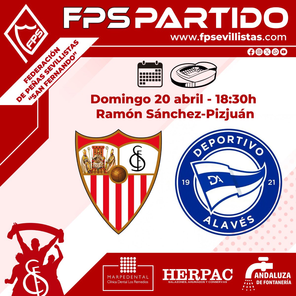 En la previa del partido de hoy, la atención a las peñas y las acciones propuestas se llevarán a cabo en la sede de las peñas sevillistas "Al Relente" y "San Bernardo".