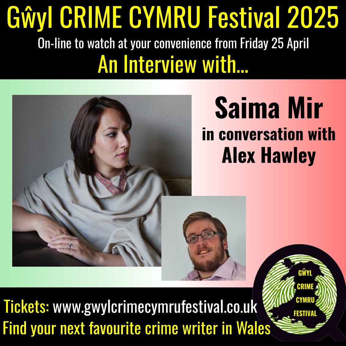 I'm really looking forward to <a href="/CrimeCymru/">Crime Cymru</a> and my chat with <a href="/SaimaMir/">Saima Mir</a>