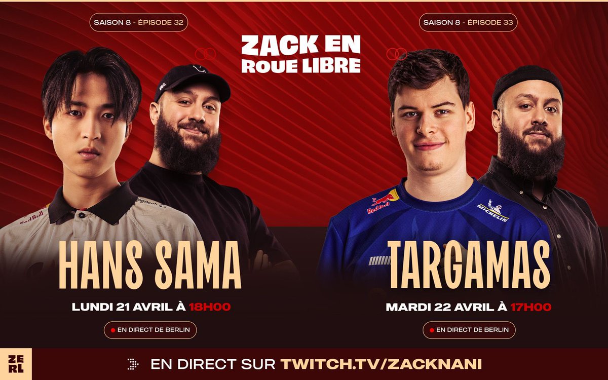 Je vous ai dis que j’allais à Berlin cette semaine non ?

Ben c’est pour deux Zack en Roue Libre LEC en direct des locaux de G2 &amp; KC avec <a href="/Hanssama/">Hans sama</a> &amp; <a href="/Targamas/">Raphaël Crabbé</a> 😎