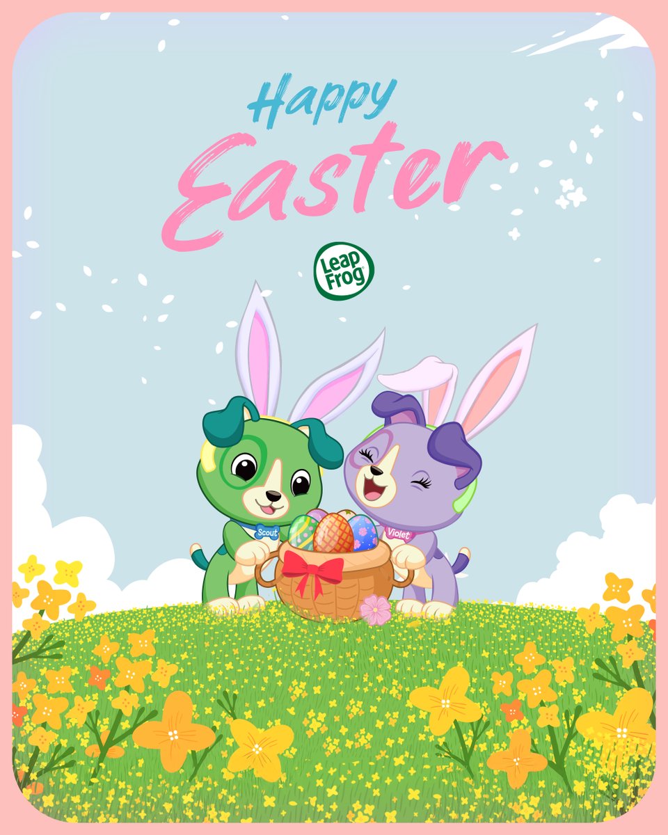 To all who celebrate, Happy Easter from everyone at LeapFrog! 🧺🥚🐰🐾⁣
⁣
(No chocolate for Scout or Violet, thank you. Not good for puppers.)⁣
🥚 🐣 🐥 ⁣