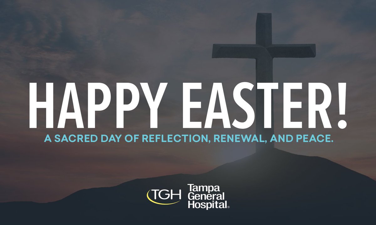 Tampa General Hospital (@tghcares) on Twitter photo Easter reminds us of the power of faith, the promise of renewal, and the hope that follows even the darkest days. Wishing you and your loved ones joy, peace, and reflection this Easter Sunday. ✨ #HappyEaster Easter reminds us of the power of faith, the promise of renewal, and the hope that follows even the darkest days. Wishing you and your loved ones joy, peace, and reflection this Easter Sunday. ✨ #HappyEaster