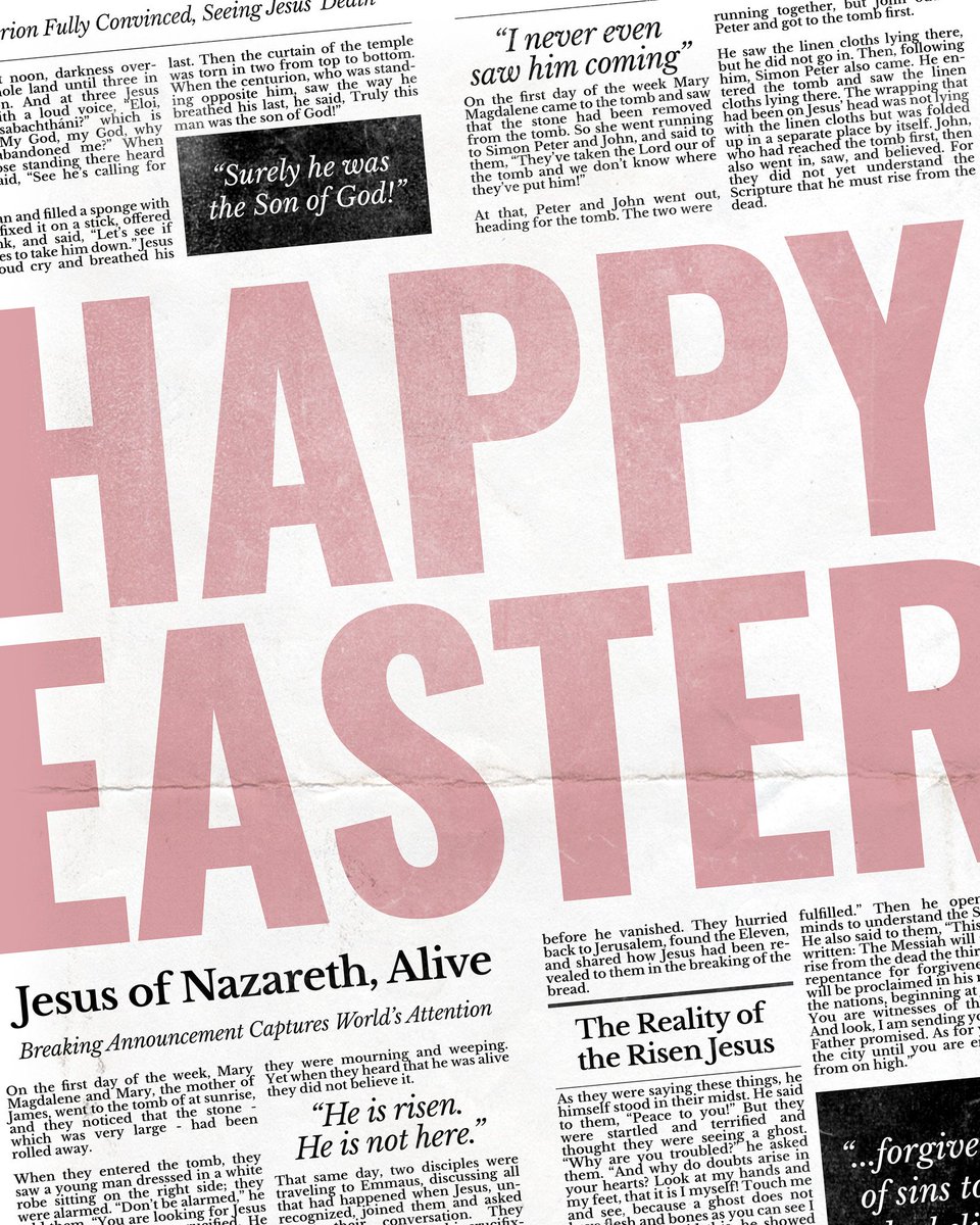 GOOD NEWS! HE IS RISEN!

The resurrection of Jesus is the ultimate good news for a worried world. It assures us that darkness doesn't have the final word, and despair is not our destiny. Because He conquered the grave, we have a living hope that never fades.