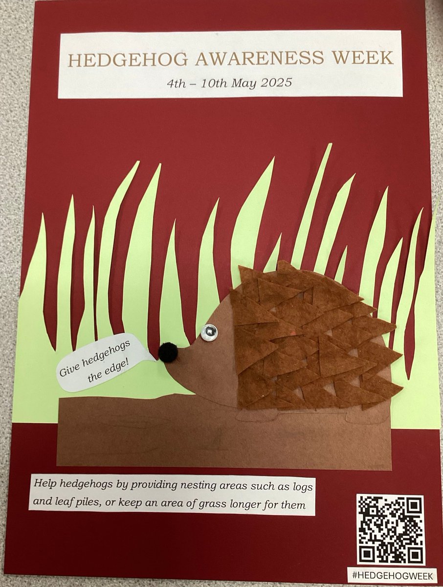 Hedgehog Awareness Week is happening 4-10 May - but you don't have to wait to donate to the #HedgehogWeek appeal! 🦔 
 buff.ly/2MpIEMT

Esther S, 9 , Woodfield Primary School