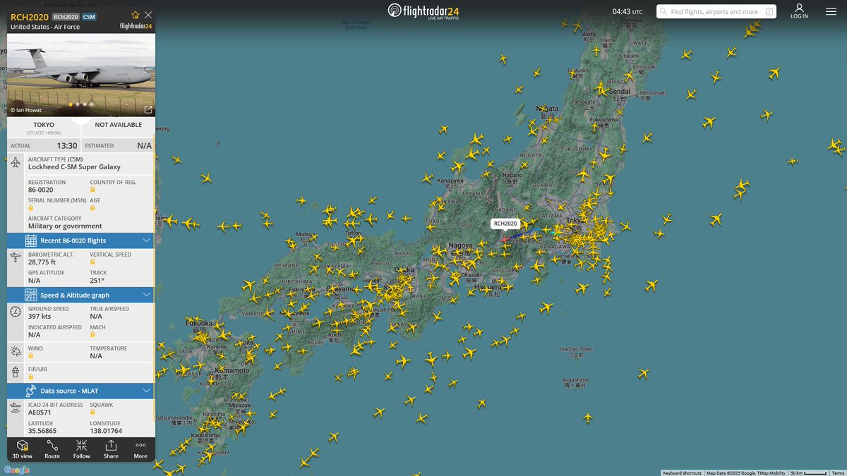 AIYeyENGDdJkjTr's tweet photo. Apr. 20, 2025
#Seymour Johnson AFB #Anchorage Elmendorf Air Force Base #Tokyo Yokota Air Base ==> #Okinawa Kadena Air Base

#RCH2020 #AE0571 USAF C-5M Super Galaxy https://t.co/leWBrSPw7T