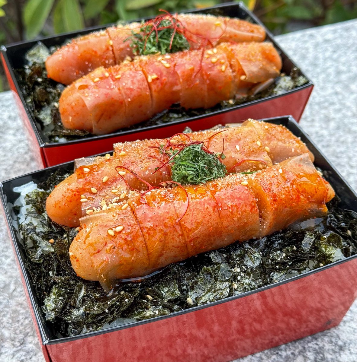 元祖博多めんたい重】 @新宿駅から徒歩4分 明太子を丸ごと乗せた