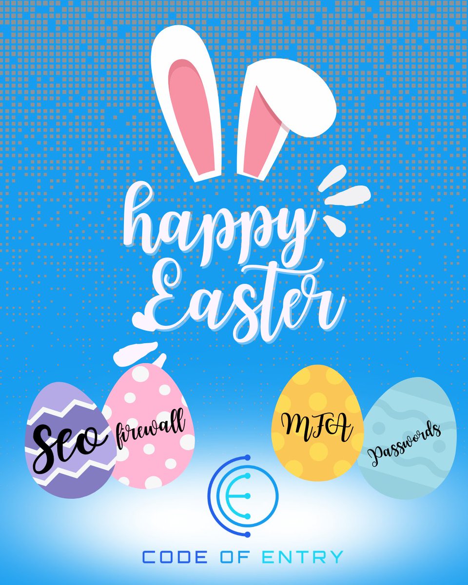 codeofentry's tweet image. 🐣 Hoppy Easter from Code of Entry! 🐰
Hackers hunt for vulnerabilities like you hunt for eggs—stay one step ahead. 🥚💻
From cybersecurity to marketing, we’ve got you covered.
🌸 Stay safe. Stay savvy.
#CodeOfEntry #HappyEaster #Cybersecurity #DigitalMarketing #StaySecure