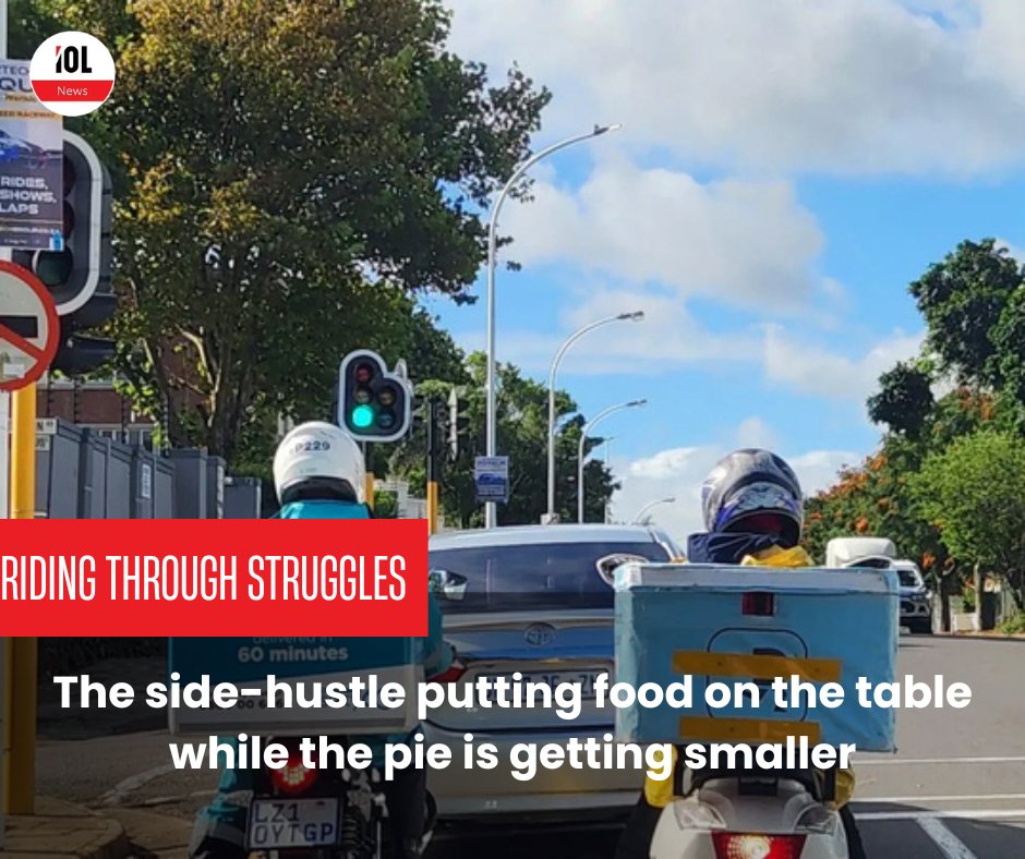 IOL's tweet photo. Behind the wheels of delivery lies a deeper story: many drivers hustle on rented bikes, while owners cash in big. #DeliveryEconomy #BikerHustle #EconomicDivide
#news #UberEats #MRD #CheckersSixty60 
Read on https://t.co/kqaNEqP977 https://t.co/xKWkiSAj7J