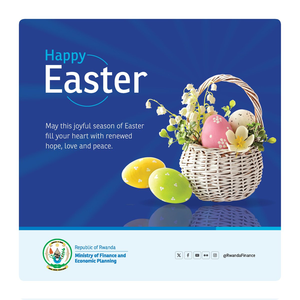 RwandaFinance's tweet photo. Happy Easter! May your day be filled with the joy of new beginnings, the warmth of loved ones. https://t.co/LBHEkbcmvw