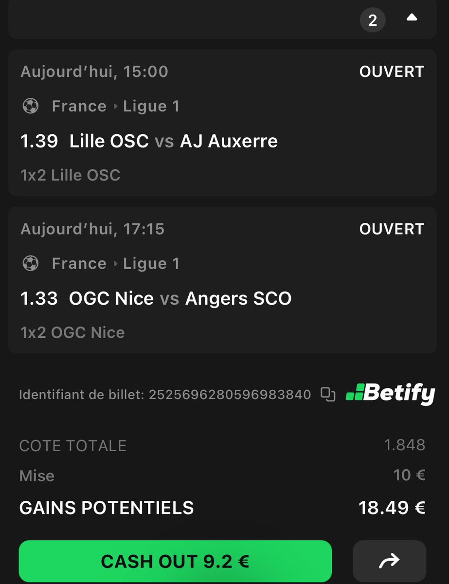 LeGauloisBets's tweet photo. ⚽️ COMBI SAFE FOOT (20/04)
🔒 COMBI SÉCURISÉ
1️⃣ Lille bat Auxerre
2️⃣ Nice bat Angers
📊 Cote : 1.84 | Mise : 10€ → 18.49€
On part sur deux gros à domicile pour sécuriser la journée !
🔁 RT + ✅ Follow pour les prochains
#LaCoteGauloise #PronosFoot #TeamParieur https://t.co/fnKd4zpDIA