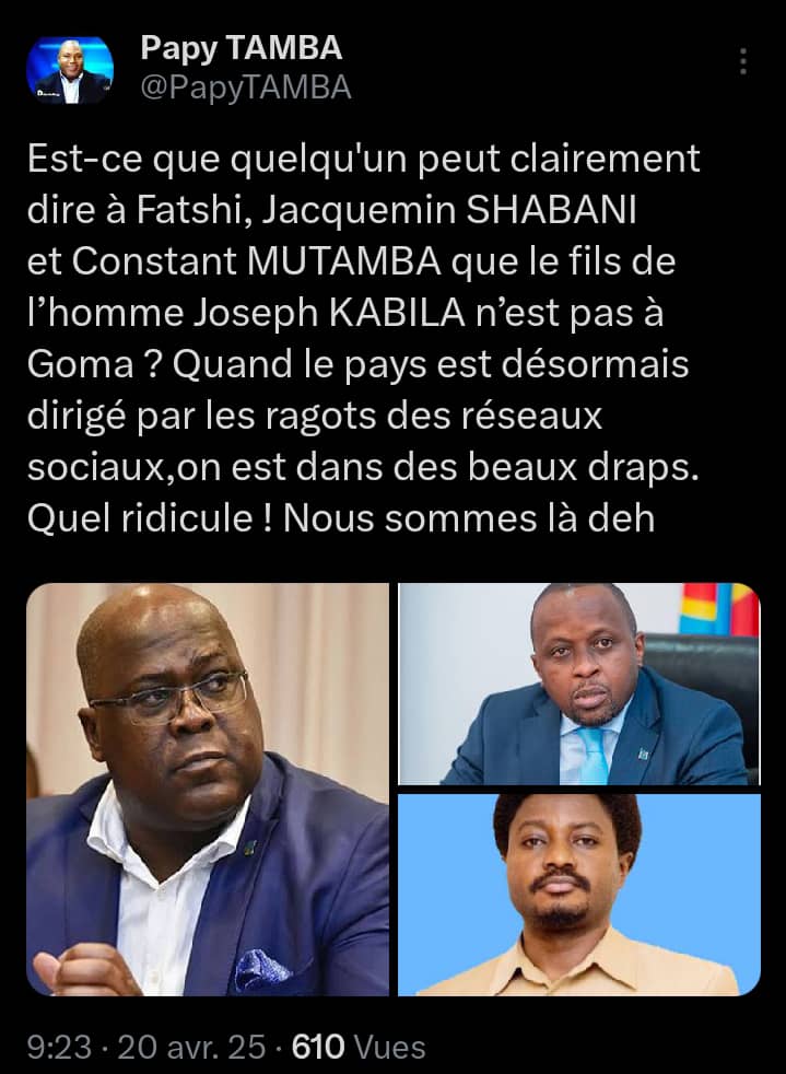 RDC 🇨🇩 Si nous étions dans un état normal,les Ministres de l'intérieur JACQUEMIN SHABANI et CONSTANT MUTAMBA de justice devraient démissionner, comment les ministères régaliens décident  sur base des rumeurs des réseaux sociaux. L'état est géré avec une légèreté totale.