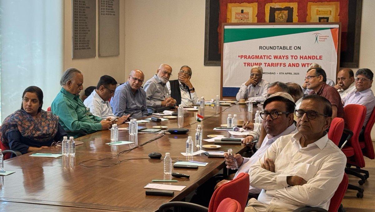 itfindia24's tweet photo. 🌍 Navigating the New Global Trade Order

The Innovative Thought Forum hosted 
“Pragmatic Ways to Handle Trump Tariffs and WTO” at  @ama_ahmedabad, on April 8, 2025. 

Pls review it: 👉https://t.co/bYIUoFS2DG
@nsitharaman @PiyushGoyal @DrSJaishankar @FinMinIndia @DoC_GoI https://t.co/2QeiotOgUP
