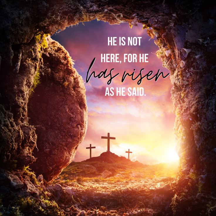 Happy Easter!
May this day fill your heart with hope, love, and the joy of new beginnings. As we celebrate the resurrection of Jesus Christ, let us be reminded of the incredible gift of grace and eternal life.

“He is not here; he has risen, just as he said.”
— Matthew 28:6