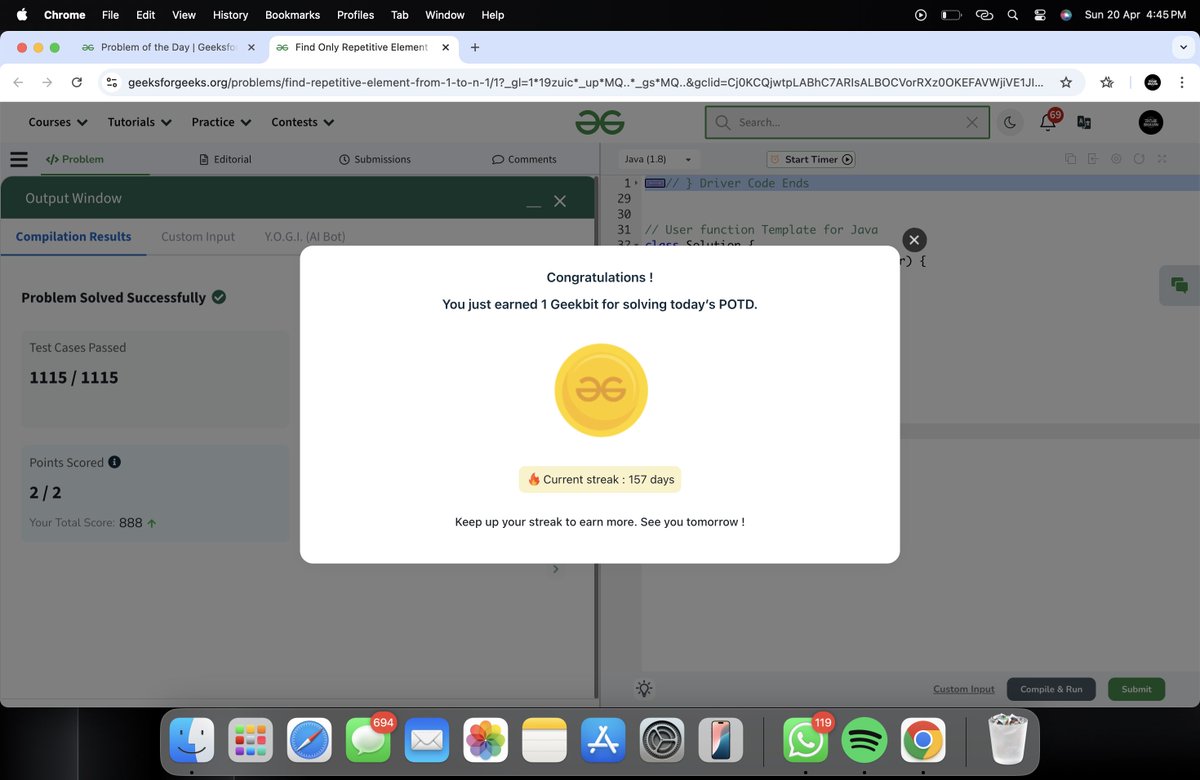 Bhavin0325's tweet photo. HELLO FOLKS!! 

160 Days of Problem Solving - Your Ultimate Interview Preparation Journey!

Day-157 : 
Topic : Graph
Solved problem : Find Only Repetitive Element from 1 to n-1

@geeksforgeeks 

#gfg160 #geekstreak2024 #POTDwithGFG #DSA #ProblemSolving https://t.co/sGBamJ0S4I