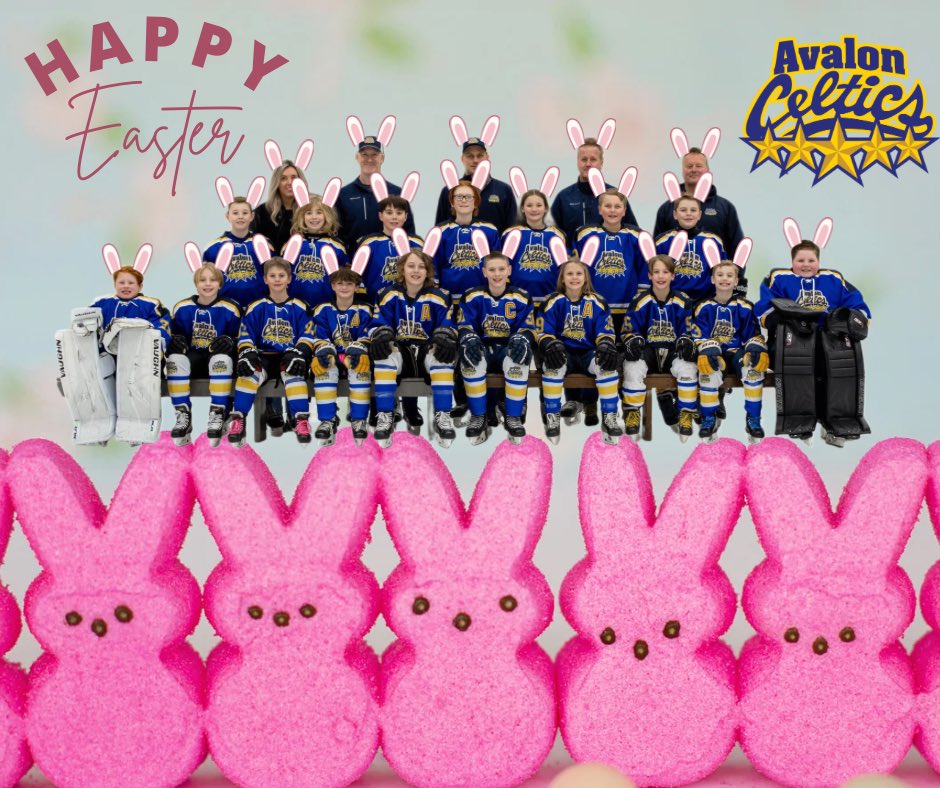 Avalon Celtics U11A (@avalonu11a) on Twitter photo Happy Easter from the U11A Avalon Celtics! May your eggs be filled with pucks, sticks, stick tape, skates, and lots of GOOOOOOOALS 🚨
<a href="/AvalonCeltics/">Avalon Celtics</a> Happy Easter from the U11A Avalon Celtics! May your eggs be filled with pucks, sticks, stick tape, skates, and lots of GOOOOOOOALS 🚨
<a href="/AvalonCeltics/">Avalon Celtics</a>