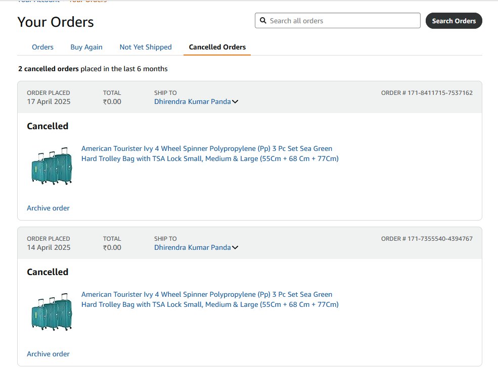 dhirenkpanda's tweet photo. @amazonIN @amazon @AmazonNews_IN @SamirKumar
Amazon assured me my order would be delivered — twice. Then they canceled it anyway and told me to "just buy it from the market."
Thanks for breaking my trust. 👏 https://t.co/jSFFRSkeC2