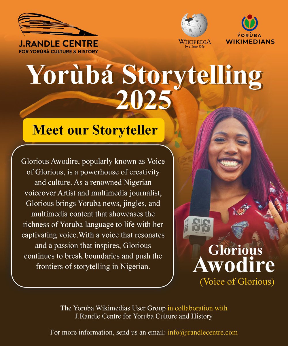 Wikimediayo's tweet photo. Meet Our Storyteller - Glorious Awodire.

Glorious Awodire, popularly known as Voice of Glorious, is a powerhouse of creativity and culture. He’s a renowned Nigerian voiceover Artist and multimedia journalist. https://t.co/kz9DC5RwcI