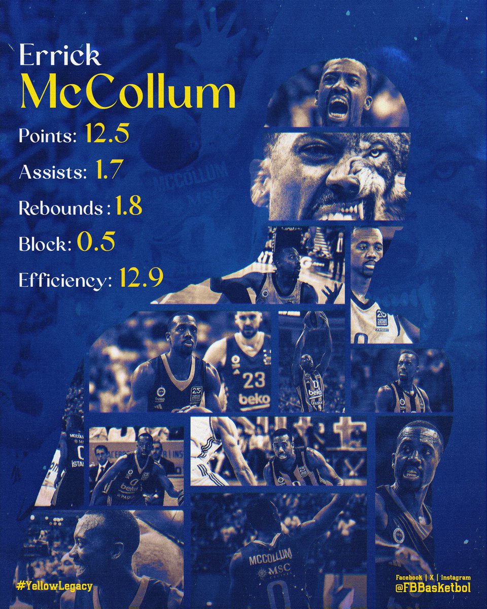 Fenerbahçe Beko (@fbbasketbol) on Twitter photo Playoff eşleşmesi öncesi oyuncularımızın bireysel istatistiklerine göz atalım! 📊
Karşınızda Errick McCollum 💫
<a href="/ErrickM3/">Errick McCollum</a>
#YellowLegacy #EuroLeague Playoff eşleşmesi öncesi oyuncularımızın bireysel istatistiklerine göz atalım! 📊
Karşınızda Errick McCollum 💫
<a href="/ErrickM3/">Errick McCollum</a>
#YellowLegacy #EuroLeague