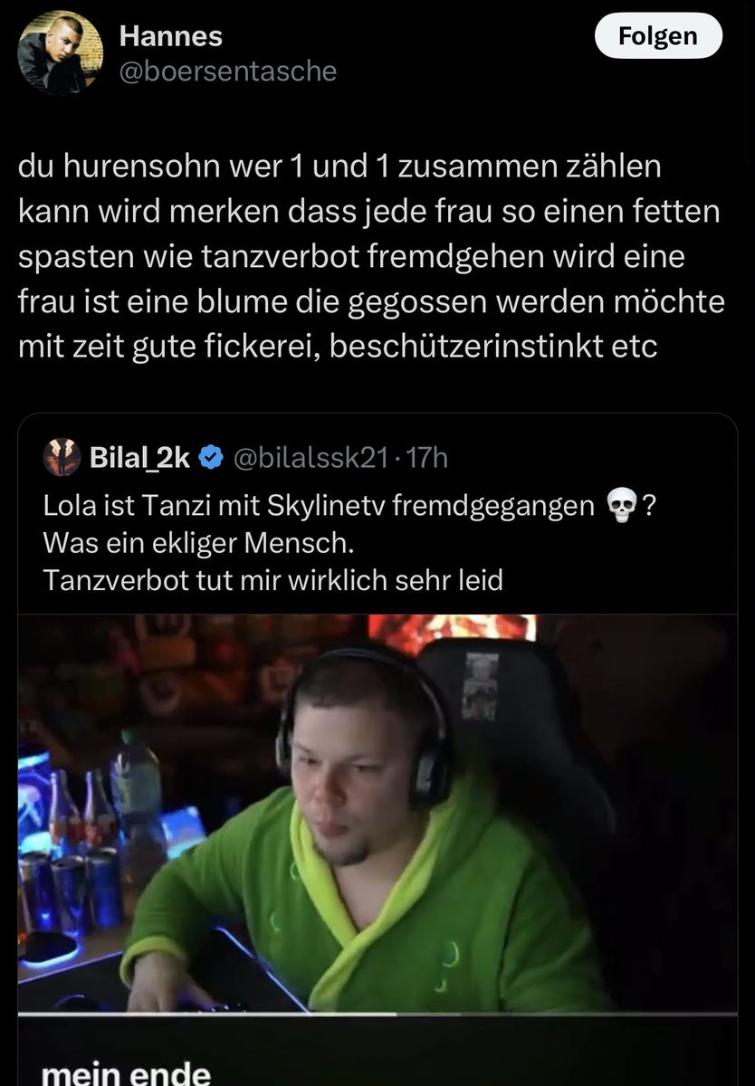 „eine frau ist eine blume die gegossen werden möchte mit zeit gute fickerei, beschützerinstinkt etc“

Ich kann das alles nichtmehr wirklich..