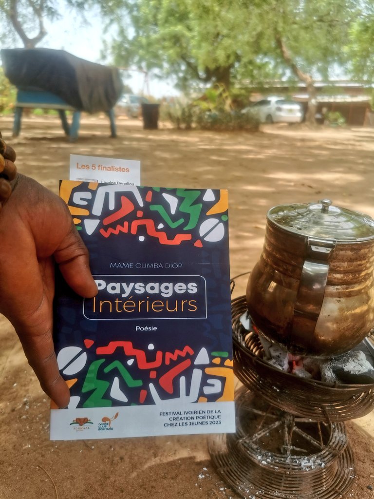 HuguFlavieNARE's tweet photo. Aujourd'hui c'est dimanche 🤧 #ThéPartyLivre
Marque du thé: #Oriba
Auteurs de l'œuvre: Mame Cumbo DIOP
Titre: Paysages intérieurs (poésie)
Lieu: Saaba (#PALAISGOURMAND)
#TL226 #lwili #BurkinaFaso https://t.co/W6GwJ32uyc