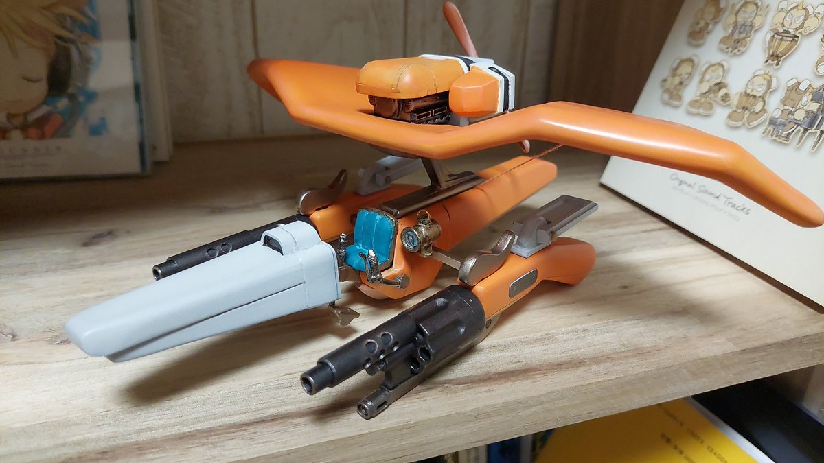 system867's tweet photo. スカイガンナー、アヴニール完成しました
本塗装前にポリパテとプラ面が割れたときは、もうダメかと思いましたが
何とかなりました

というわけで
信州上田モデラーズエキスポに
出展予定です
都合の合う方よろしくお願いいたします
https://t.co/cUtc64KVoF https://t.co/uI94Se4aCP